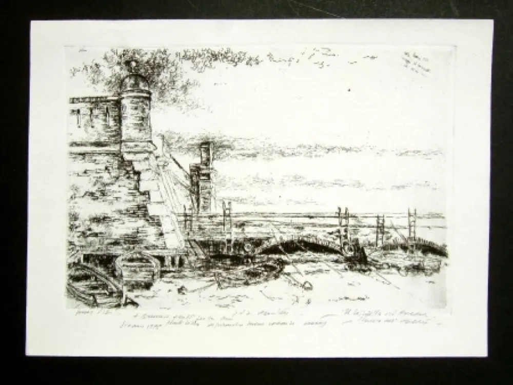 蚀刻版画 Piacesi - Il lazzaretto di Ancona