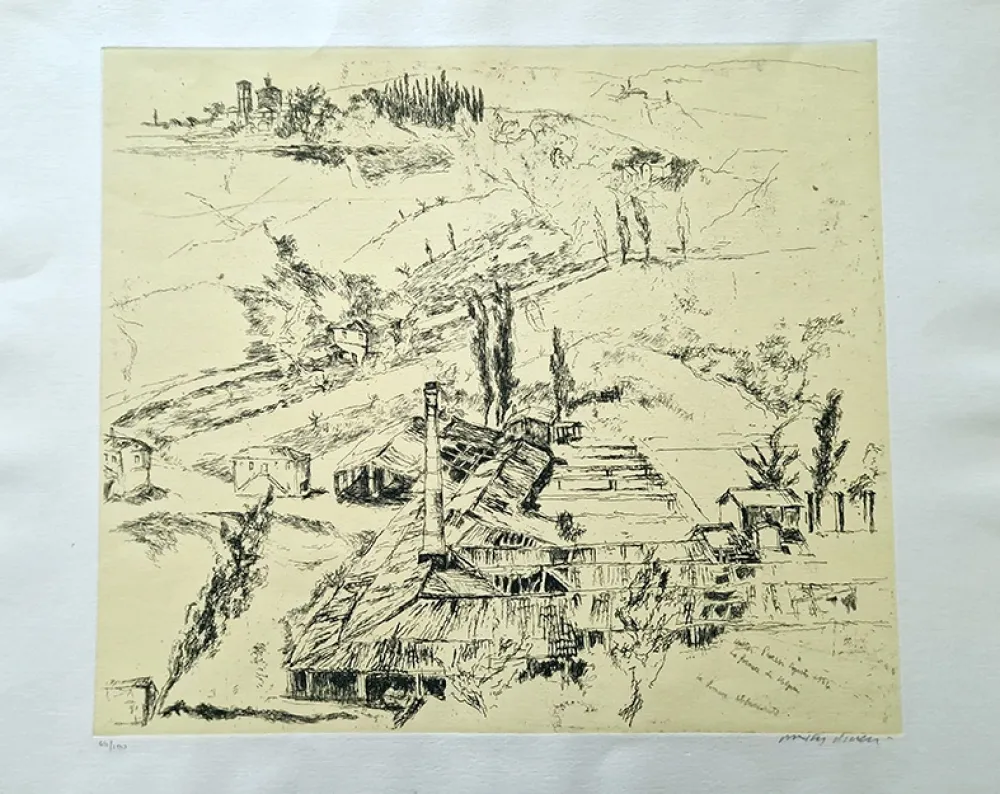 蚀刻版画 Piacesi - La fornace di Volponi