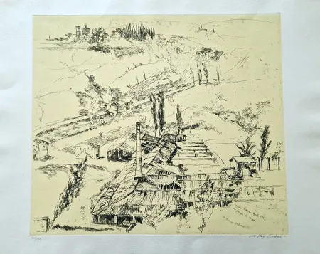 蚀刻版画 Piacesi - La fornace di Volponi