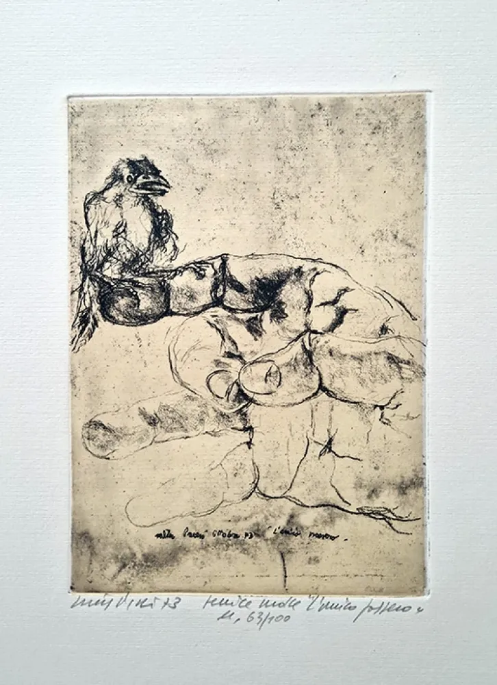 版画 Piacesi - L'amico passero