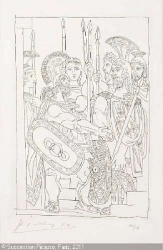 版画 Picasso - Accord Entre les Guerriers de Sparte et d'Athens