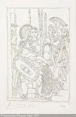 版画 Picasso - Accord Entre les Guerriers de Sparte et d'Athens