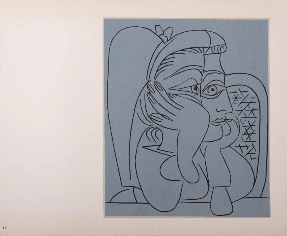 油毡版画 Picasso (After) - Femme accoudée, 1962