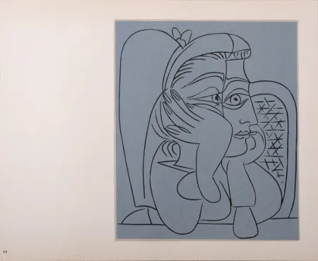 油毡版画 Picasso (After) - Femme accoudée, 1962