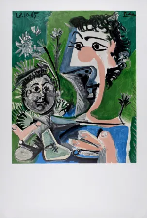 石版画 Picasso (After) - Femme et enfant, 1966  