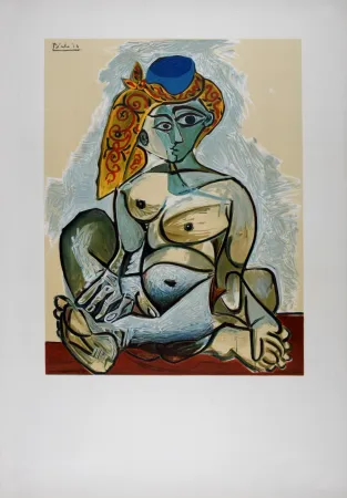 石版画 Picasso (After) - Femme nue au bonnet turc, 1974