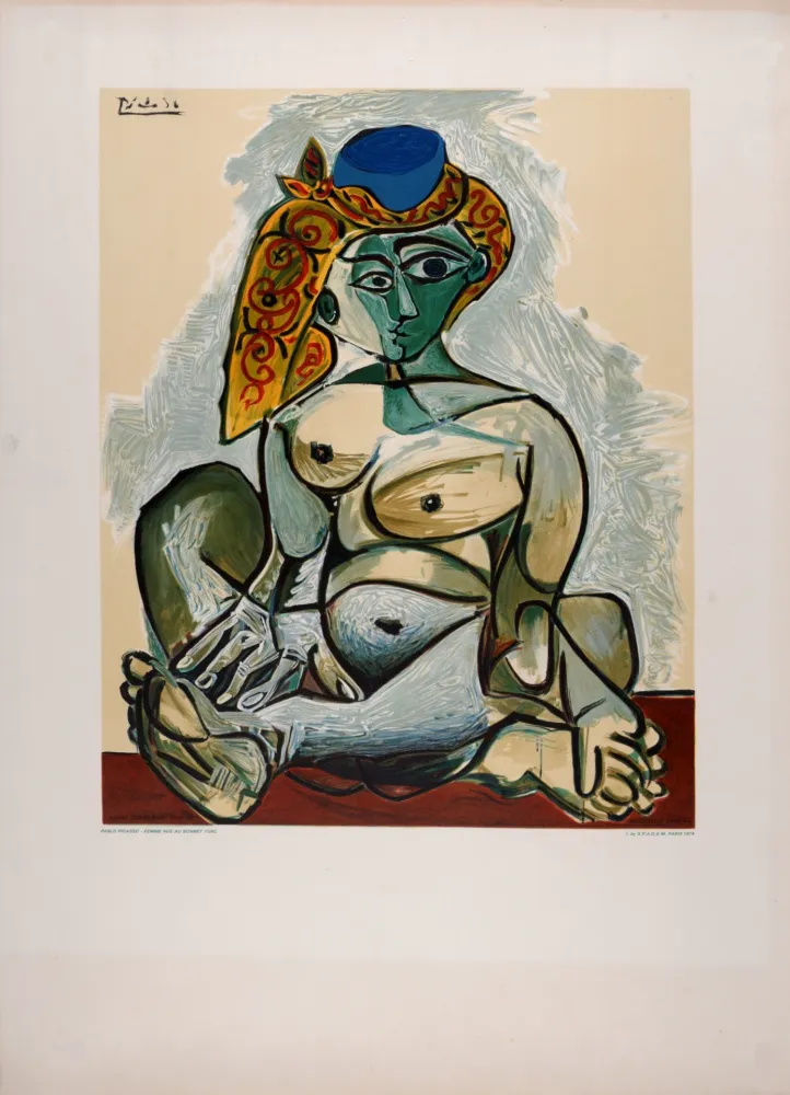 石版画 Picasso (After) - Femme nue au bonnet turc, 1974