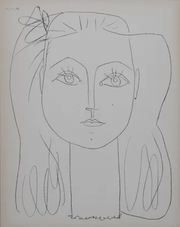 石版画 Picasso (After) - Françoise avec un nœud dans les cheveux