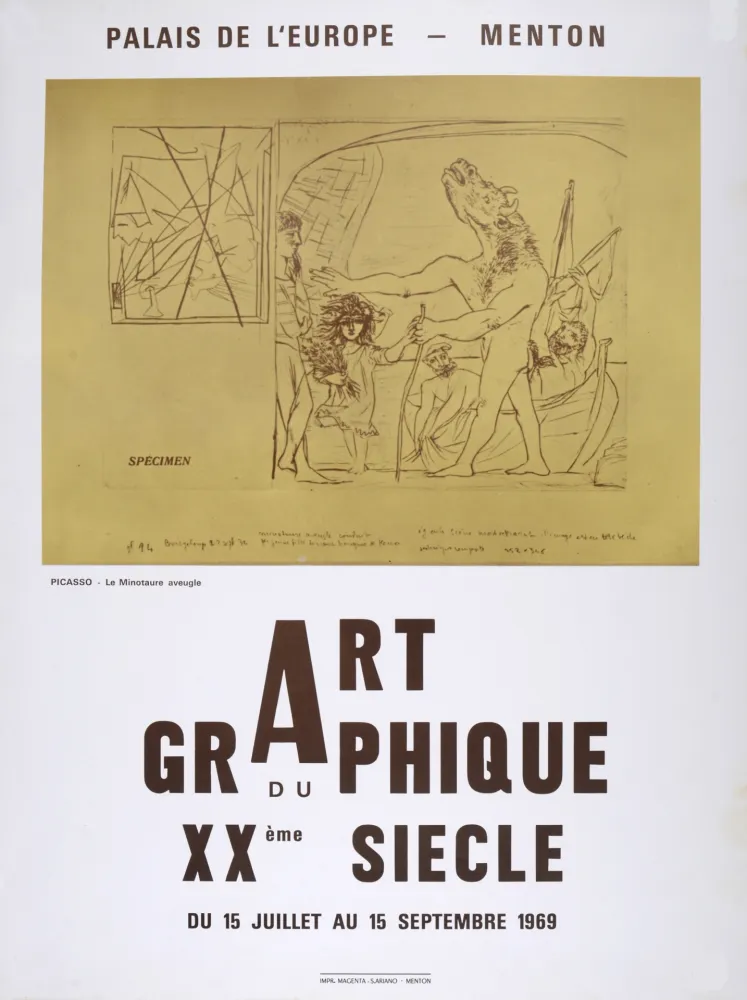 胶版印刷 Picasso (After) - Le Minautore aveugle - Art Graphique du XXème siècle, 1969