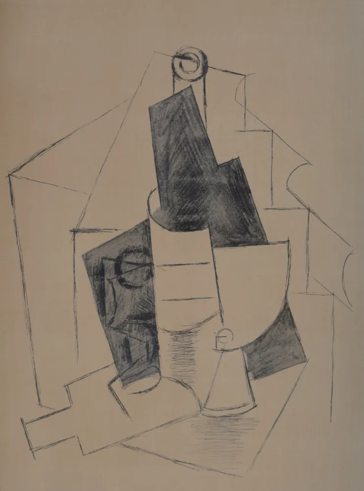 镂版印刷 Picasso (After) - Nature morte avec bouteille, 1962