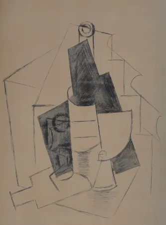 镂版印刷 Picasso (After) - Nature morte avec bouteille, 1962