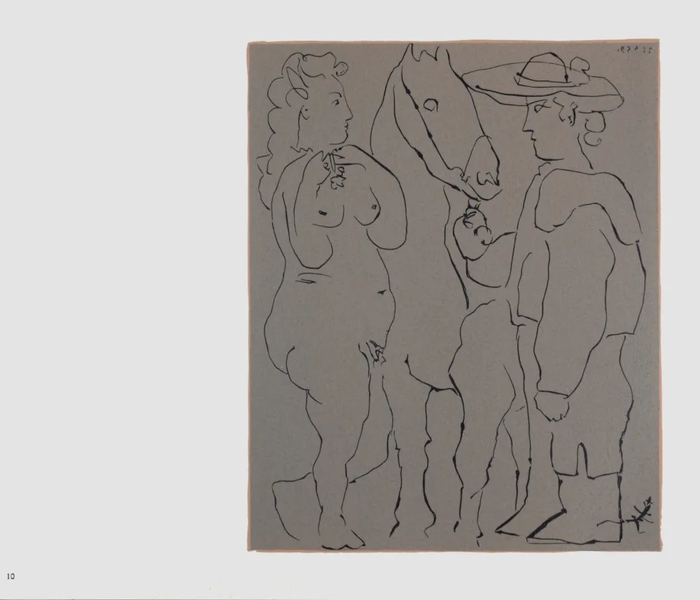 油毡版画 Picasso (After) - Picador, femme et cheval, 1962