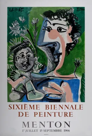 石版画 Picasso (After) - Sixième Biennale de Peinture, Menton, 1966