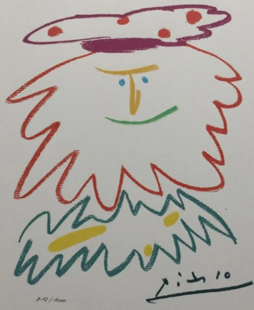 石版画 Picasso (After) - VISAGE BARBU (1958) 