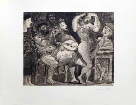 蚀刻版画 Picasso - Au Cabaret