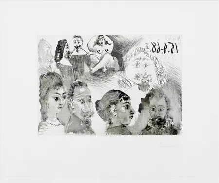 蚀刻版画 Picasso - Autour d'El Greco et de Rembrandt: Portraits