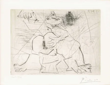 版画 Picasso - Aux quatre coins de la pièce, from Hommage à Roger Lacourière