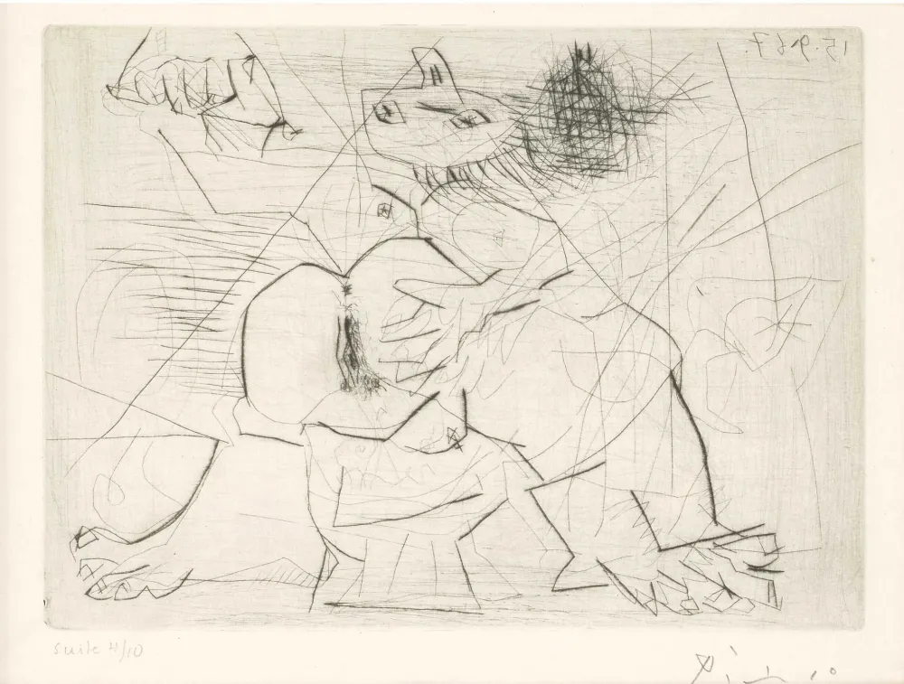 版画 Picasso - Aux quatre coins de la pièce, from Hommage à Roger Lacourière