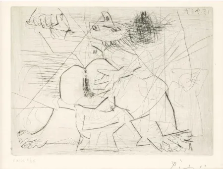 版画 Picasso - Aux quatre coins de la pièce, from Hommage à Roger Lacourière