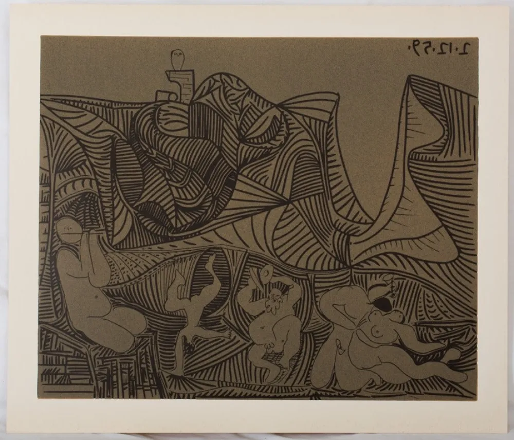 油毡版画 Picasso - Bacchanale : Danse de nuit au hibou