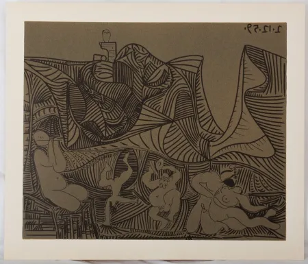 油毡版画 Picasso - Bacchanale : Danse de nuit au hibou
