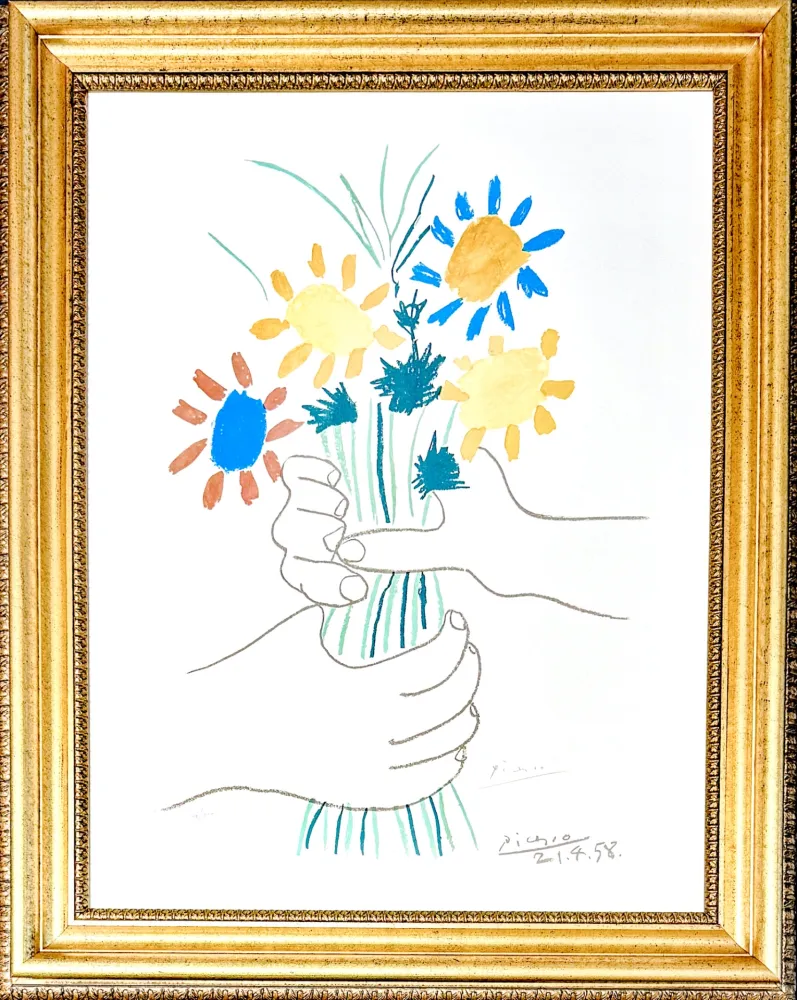 石版画 Picasso - Bouquet de Fleurs