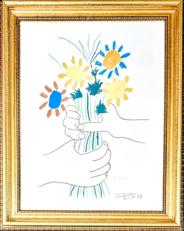石版画 Picasso - Bouquet de Fleurs
