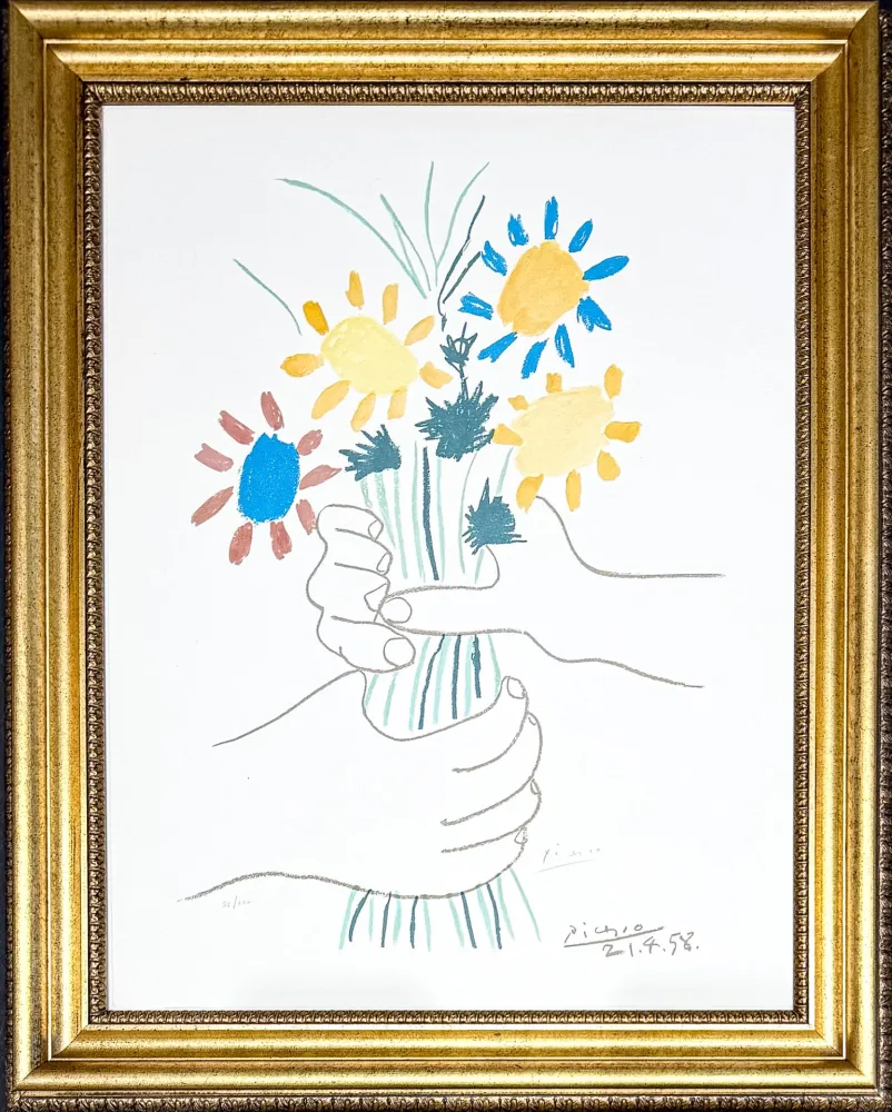 石版画 Picasso - Bouquet de Fleurs