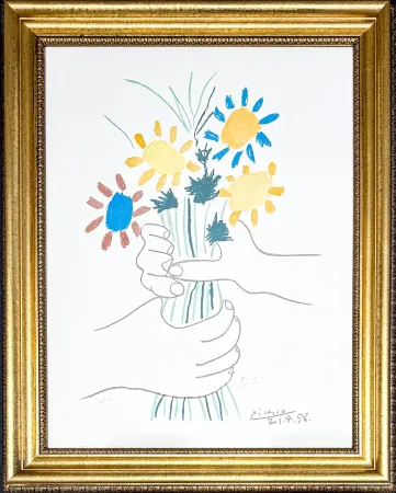 石版画 Picasso - Bouquet de Fleurs