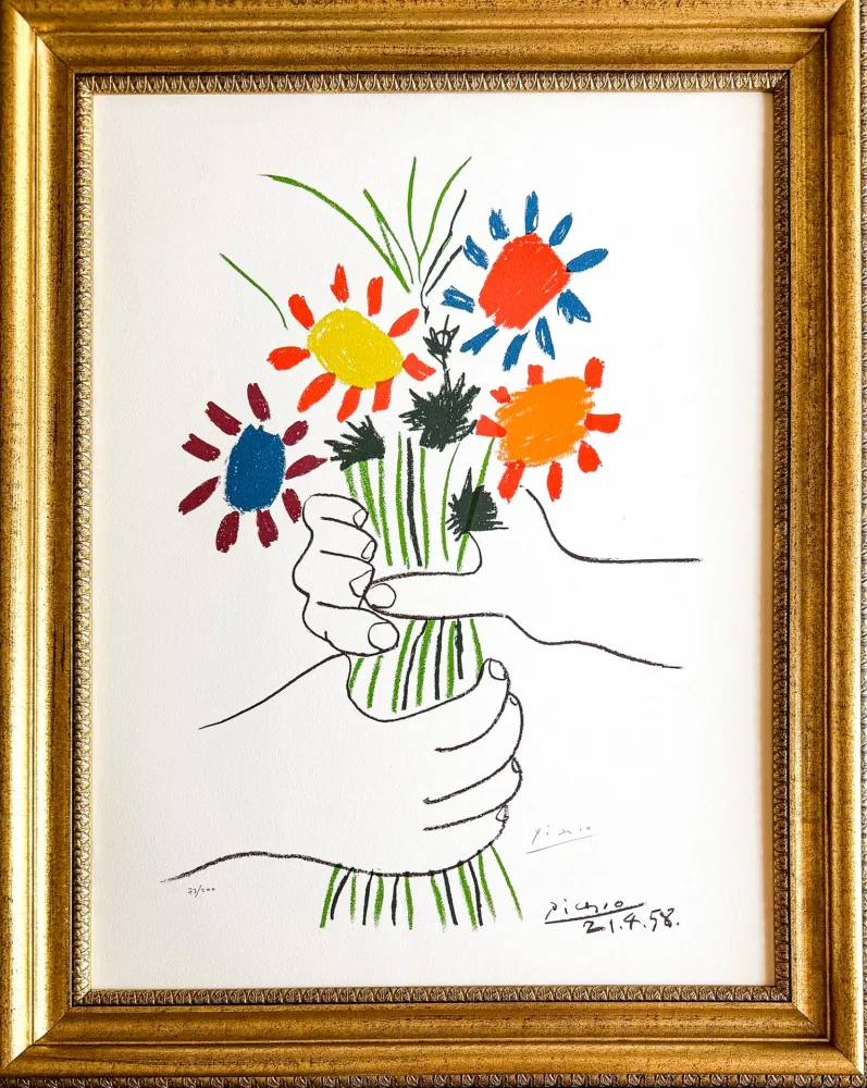 石版画 Picasso - Bouquet de Fleurs