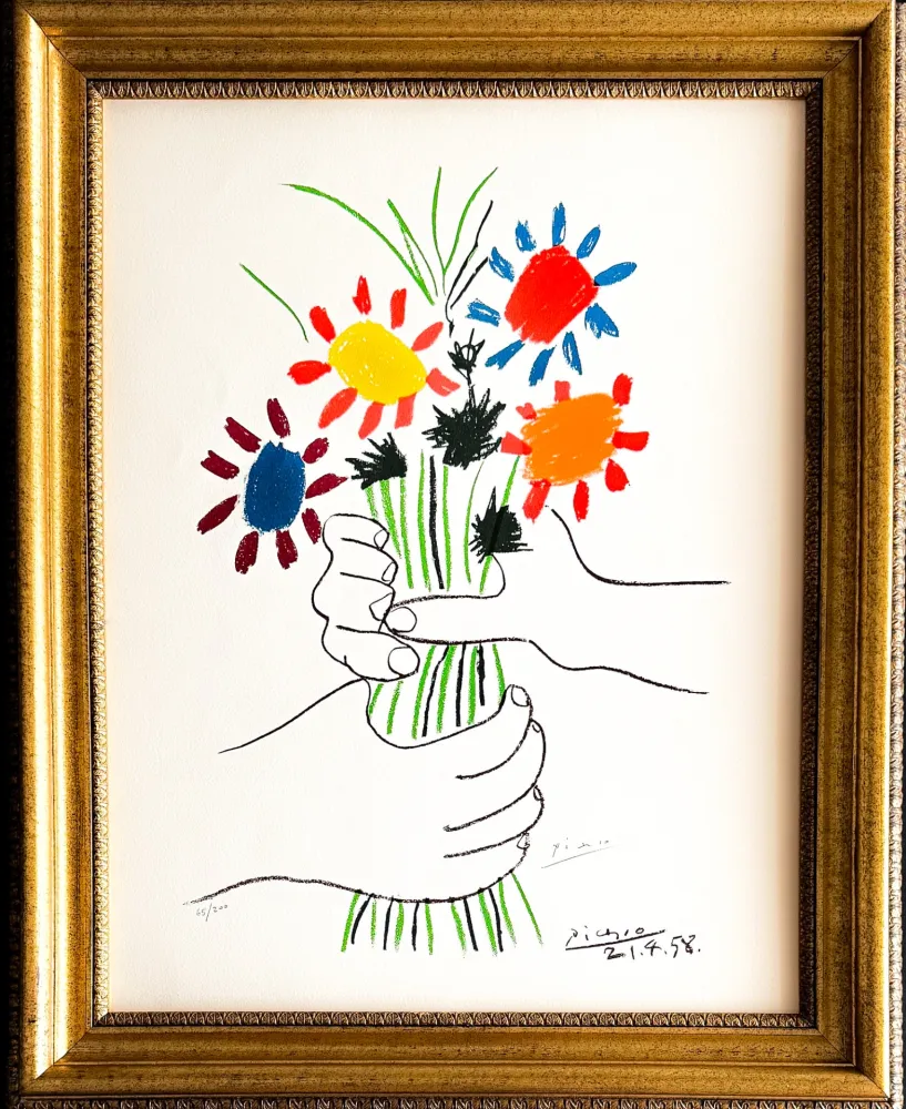 石版画 Picasso - Bouquet de Fleurs