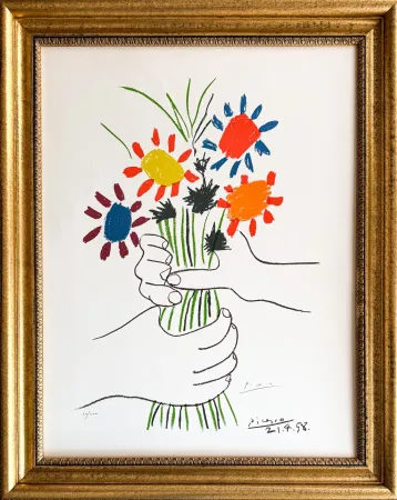 石版画 Picasso - Bouquet de Fleurs