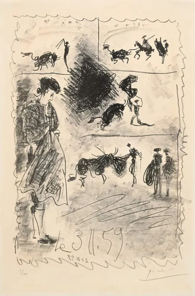 石版画 Picasso - Bullfighting scene