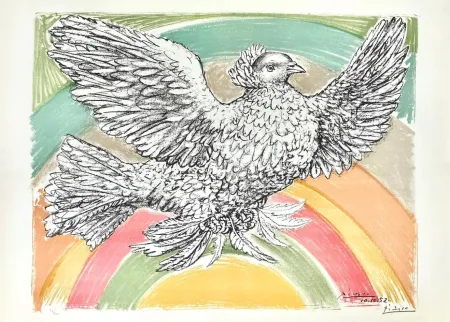 石版画 Picasso - Colombe volant