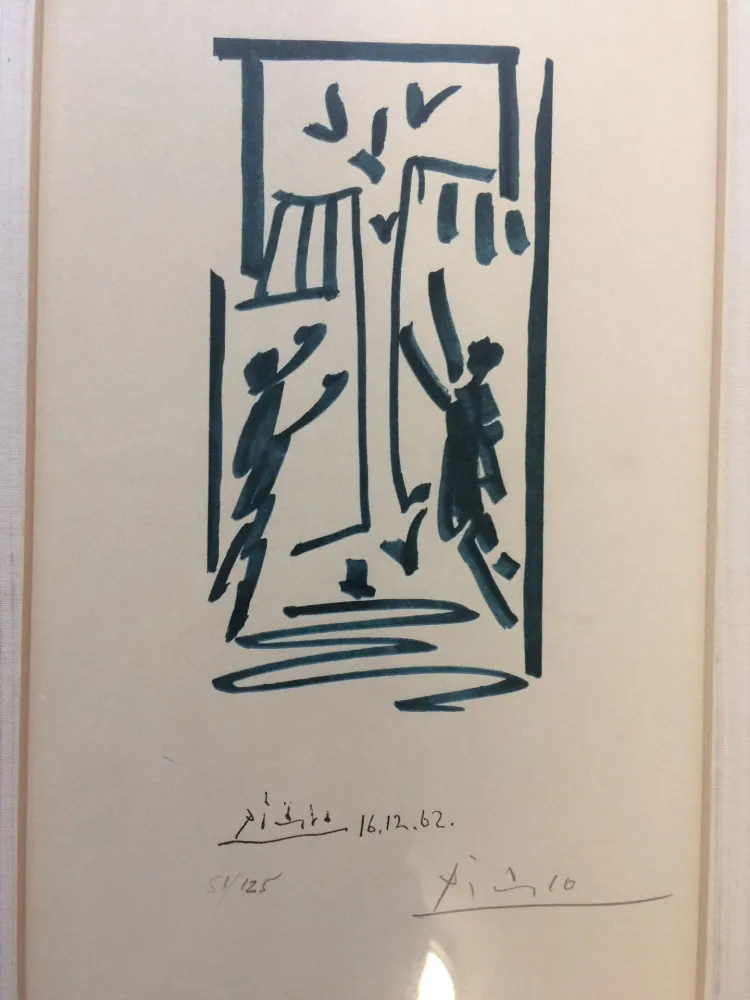 石版画 Picasso - Colombes et prisonniers (pour les exiles espagnols)