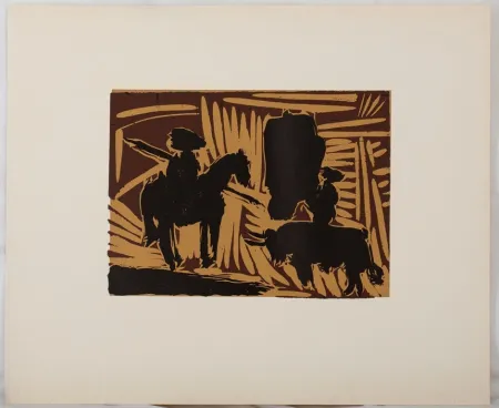 油毡版画 Picasso - Corrida : l'entrée du taureau