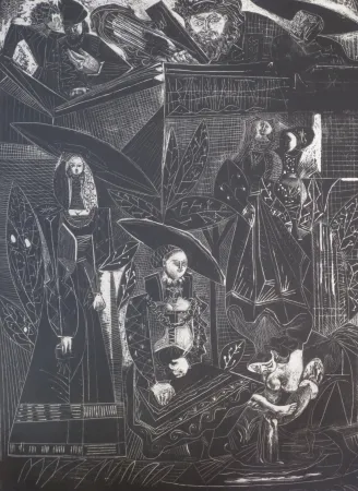 石版画 Picasso - David et Bethsabée