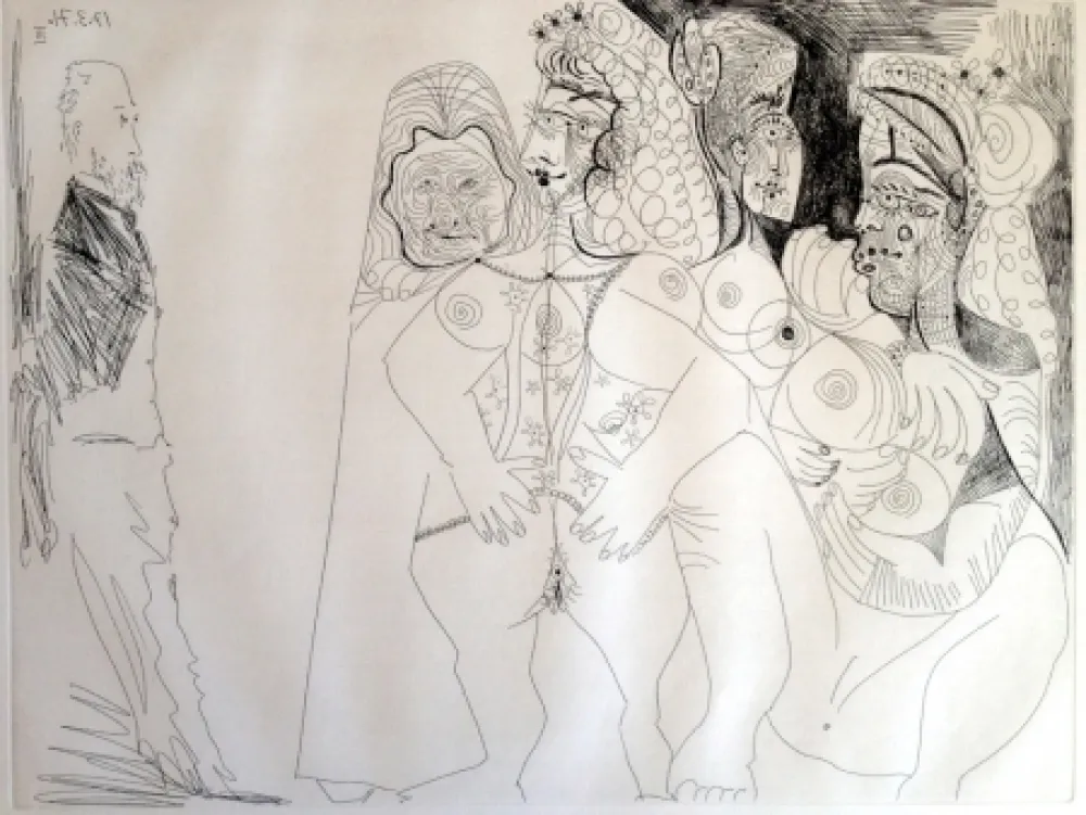 版画 Picasso - DEGAS VIEWING THREE NUDES