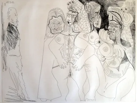 版画 Picasso - DEGAS VIEWING THREE NUDES