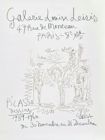 石版画 Picasso - '' Dessins 1959-1960 ''  -  Galerie Louise LEIRIS