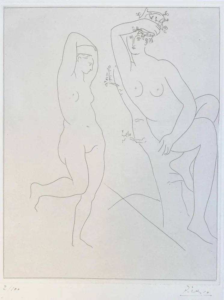 版画 Picasso - Deux Femmes nues dans un Arbre