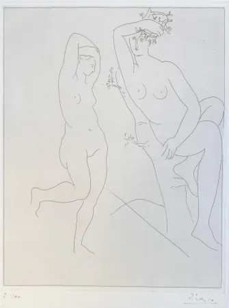 版画 Picasso - Deux Femmes nues dans un Arbre