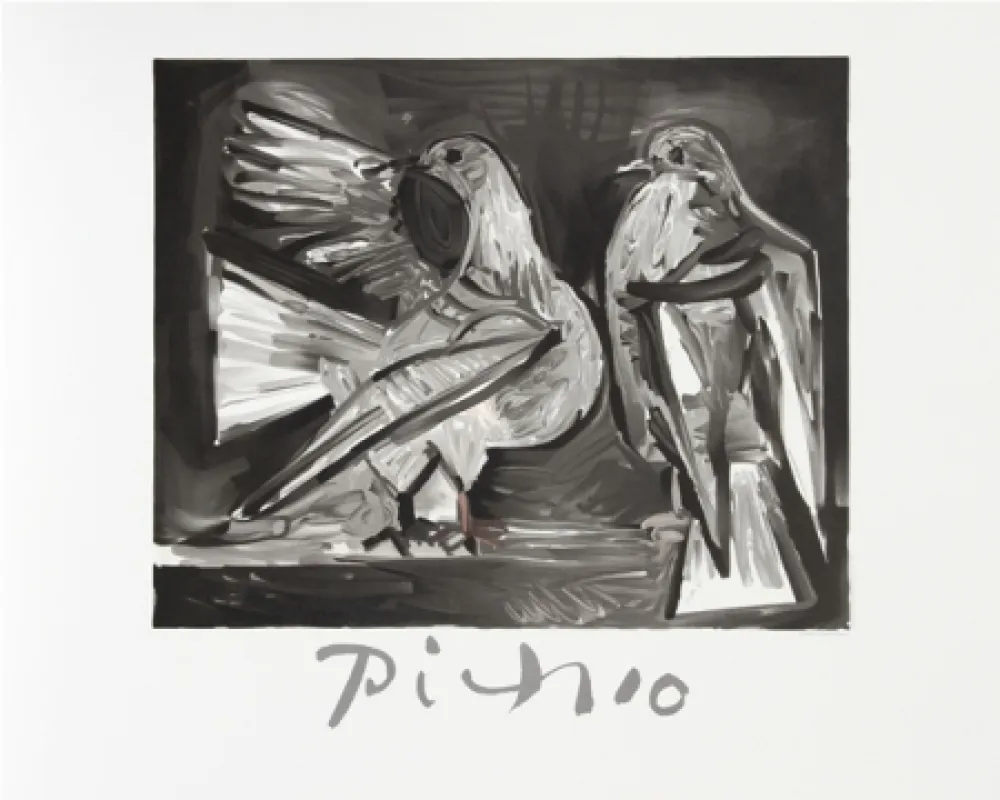 石版画 Picasso - Deux Pigeons