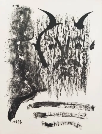 石版画 Picasso - Élégie d'Ihpetonga, Masks of Ashes, Planche III