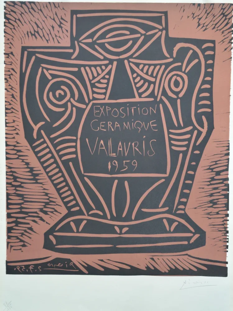油毡版画 Picasso - Exposition Céramique Vallauris - B1286