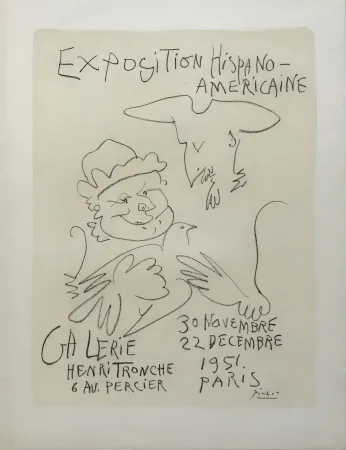 石版画 Picasso - Exposition Hispano-Americaine