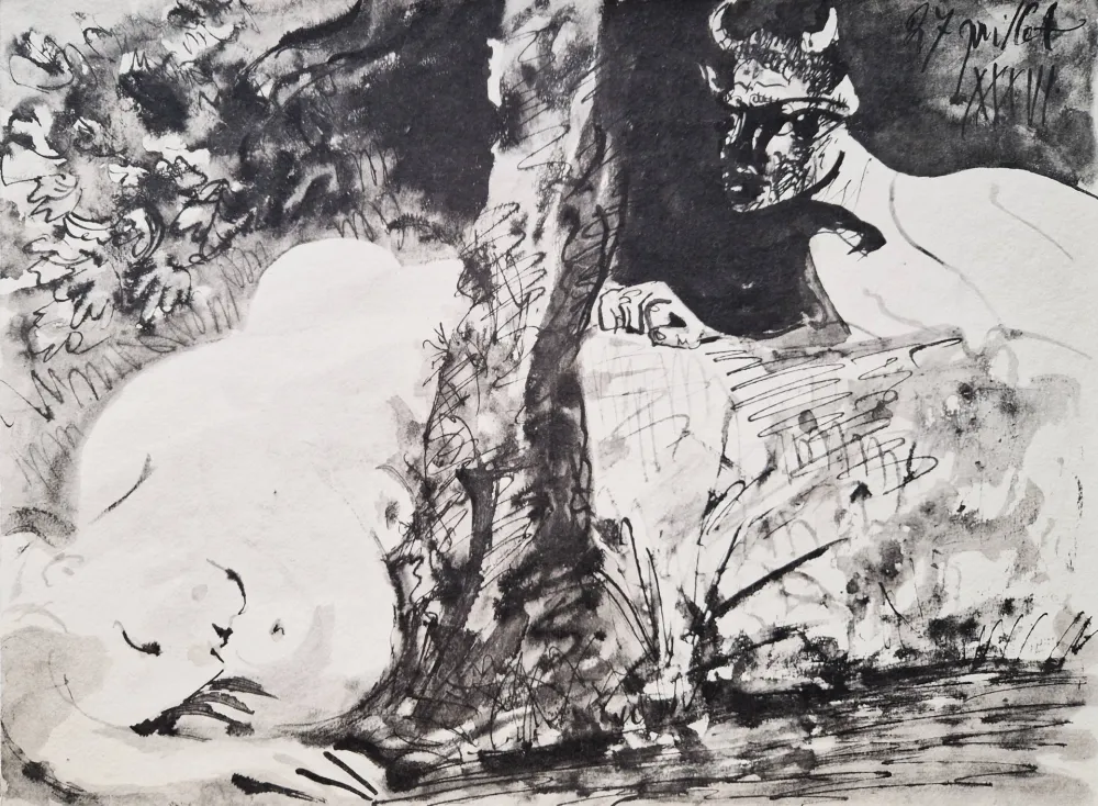 镂版印刷 Picasso - Faune et femme nue