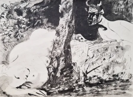 镂版印刷 Picasso - Faune et femme nue