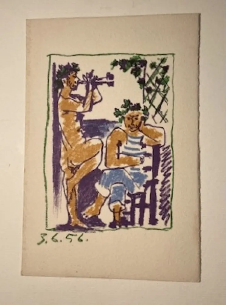 石版画 Picasso - Faune et marin