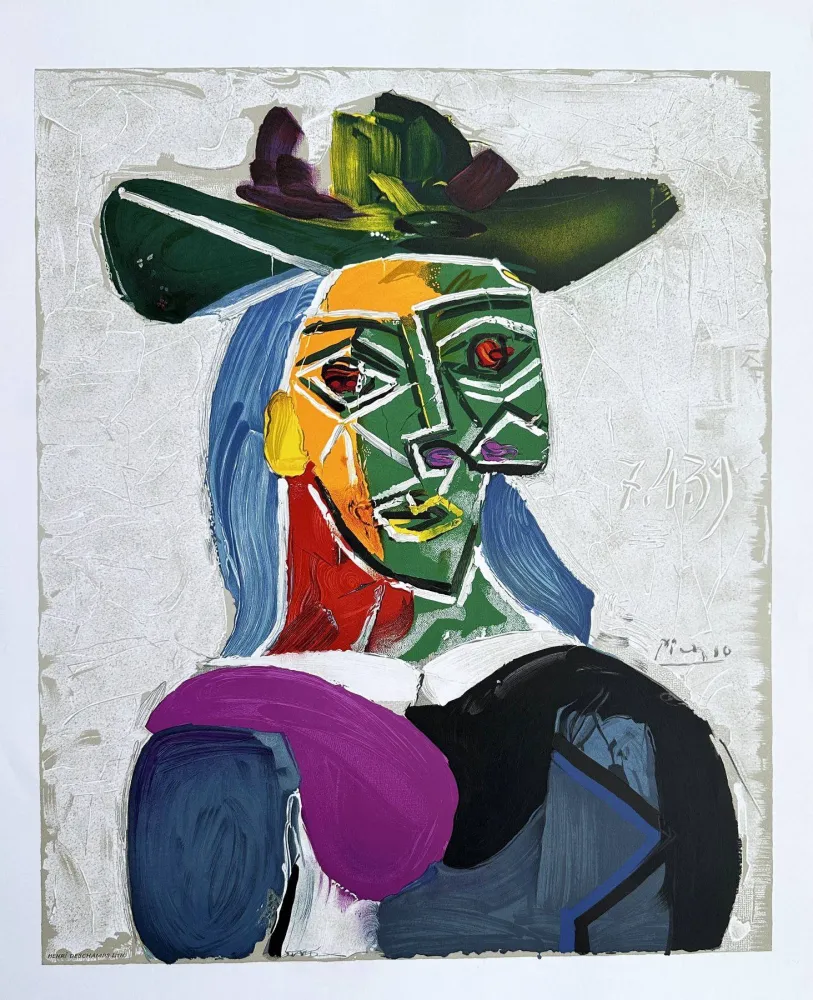 石版画 Picasso - Femme au chapeau (Dora Maar)